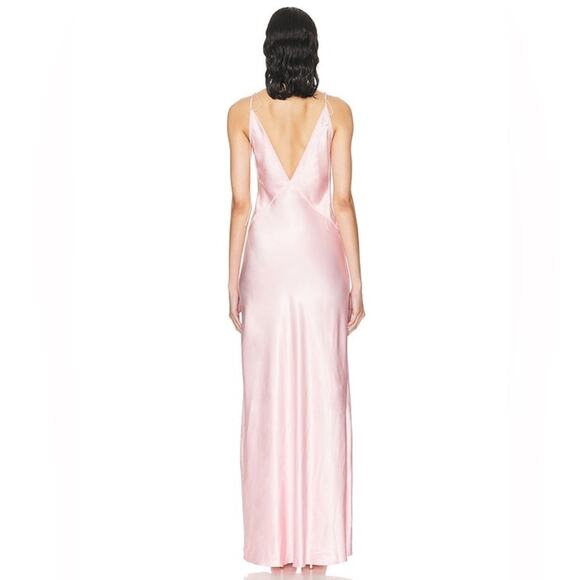 Anna October Terrin Satin Maxi Slip Dress Baby Pink Formal - Picture 6 of 11